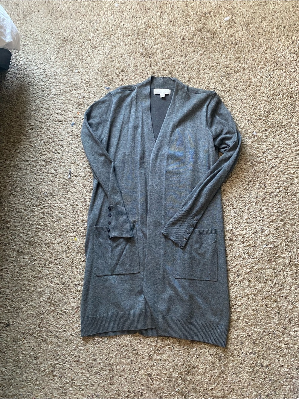 Carolyn Taylor Charcoal Long Open-Front Cardigan